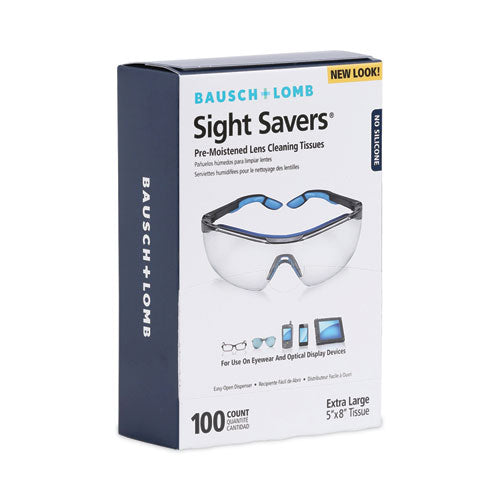 Pañuelos de limpieza de lentes prehumedecidos Sight Savers, 8 x 5, 100/caja