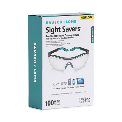 Sight Savers Pañuelos antivaho prehumedecidos con silicona, 8 x 5, 100/caja