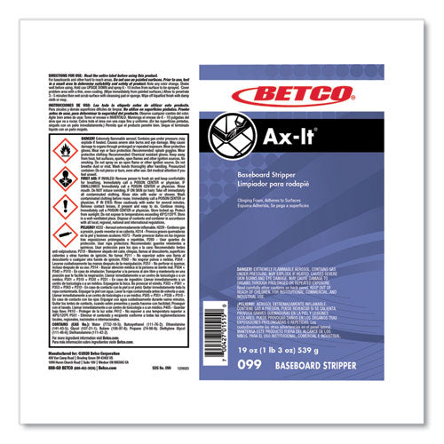 Ax-it Aerosol Baseboard Stripper, Sassafras Scent, 19 Oz Aerosol Spray, 12/carton