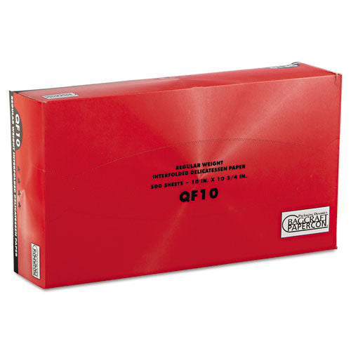 Qf10 Interfolded Dry Wax Deli Paper, 10 x 10,25, blanco, 500/caja, 12 cajas/cartón