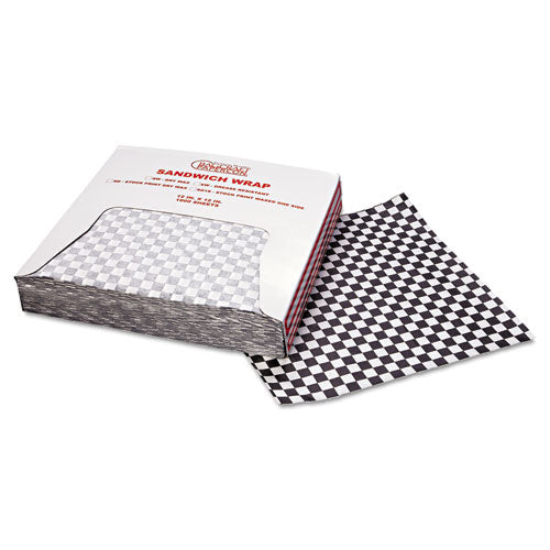 Envolturas y revestimientos de papel resistentes a la grasa, 12 x 12, cuadros negros, 1000/caja, 5 cajas/cartón