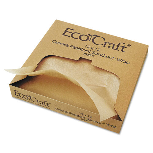 Envolturas y revestimientos de papel resistentes a la grasa Ecocraft, natural, 14 x 14, 1,000/caja, 4 cajas/cartón