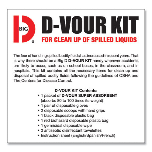 D'vour Clean-up Kit, Powder, All Inclusive Kit, 6/carton