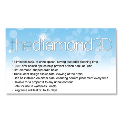 Diamond 3d Urinal Screen, Melon Mist Scent, Clear, 10/pack, 6 Packs/carton