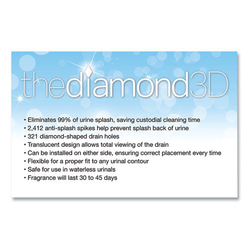 Diamond 3d Urinal Screen, Mountain Air Scent, Blue, 10/pack, 6 Packs/carton