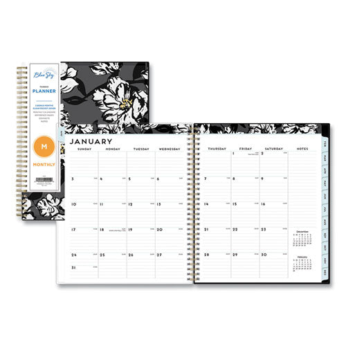 Baccara Dark Monthly Planner, Baccara Dark Floral Artwork, 10 X 8, Gray/black/gold Cover, 12-month (jan To Dec): 2024