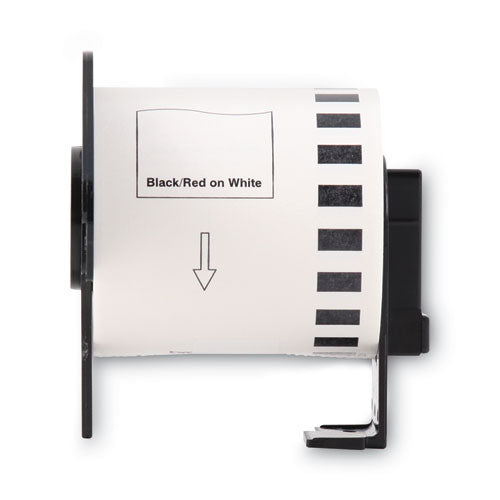 Cinta de etiquetas de papel continuo, 2,4" x 50 pies, negro/blanco