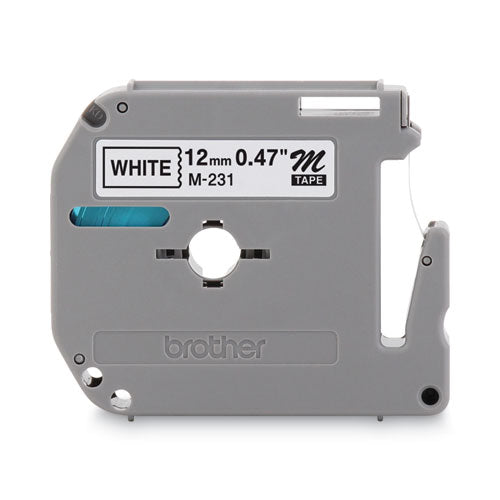 Cartucho de cinta de la serie M para etiquetadoras P-touch, 0,47" x 26,2 pies, negro sobre blanco