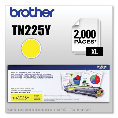 Tóner de alto rendimiento Tn225y, rendimiento de 2200 páginas, amarillo