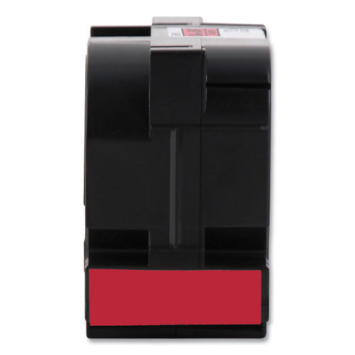 Cinta de etiquetado laminada adhesiva estándar Tze, 1.4" x 26.2 pies, negro sobre rojo