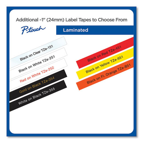 Tz Standard Adhesive Laminated Labeling Tape, 1" X 16.4 Ft, Black On Fluorescent Orange