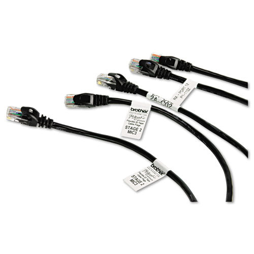 Cartucho de cinta flexible Tze para etiquetadoras P-touch, 0,7" x 26,2 pies, negro sobre blanco