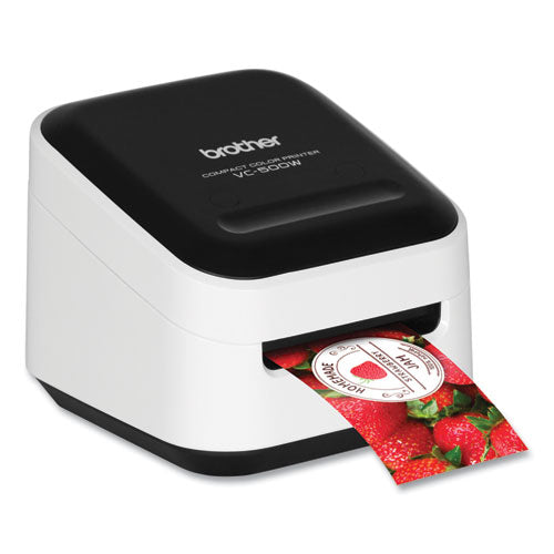 Vc-500w Impresora compacta y versátil de etiquetas y fotografías en color con conexión en red inalámbrica, velocidad de impresión de 7,5 mm/s, 4,4 x 4,6 x 3,8
