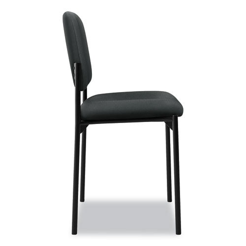 Vl606 Silla apilable para invitados sin brazos, tapicería de tela, 21.25" x 21" x 32.75", asiento color carbón, respaldo color carbón, base negra
