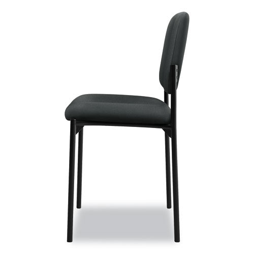 Vl606 Silla apilable para invitados sin brazos, tapicería de tela, 21.25" x 21" x 32.75", asiento color carbón, respaldo color carbón, base negra