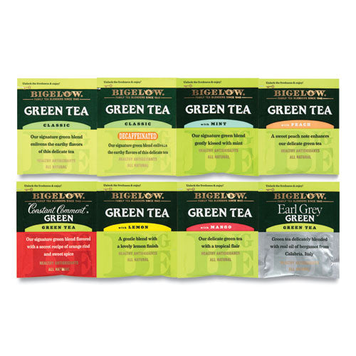 Surtido de té verde, envuelto individualmente, ocho sabores, 64 bolsitas de té/caja
