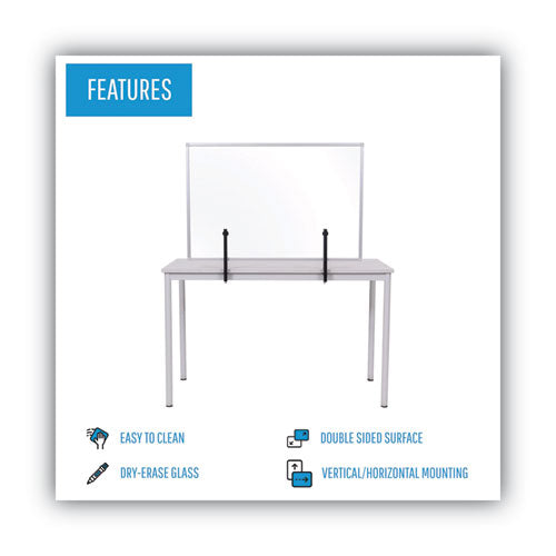 Protector Series Divisor de escritorio de aluminio y vidrio, 35.4 x 0.16 x 23.6, transparente