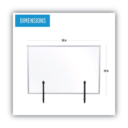 Protector Series Divisor de escritorio de aluminio y vidrio, 35.4 x 0.16 x 23.6, transparente