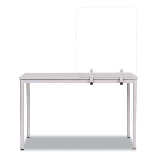 Protector Series Separador de escritorio de vidrio sin marco, 35.4 x 0.16 x 35.4, transparente/aluminio