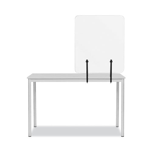 Protector Series Separador de escritorio de vidrio sin marco, 55.1 x 0.16 x 35.4, transparente/aluminio