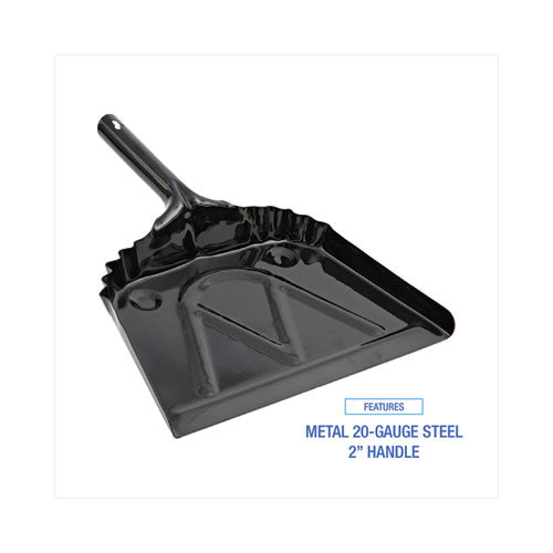 Metal Dust Pan, 12 X 14, 2 " Handle, 20-gauge Steel, Black