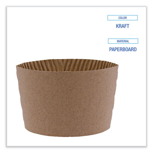 Fundas para vasos, para vasos calientes de 10 oz a 20 oz, Kraft, 1,200/caja
