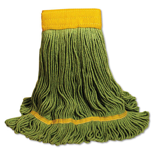 Ecomop Looped-end Mop Head, Recycled Fibers, Large Size, Green, 12/carton