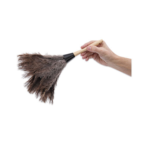 Plumero profesional de plumas de avestruz, gris, 14" de longitud, mango de 6"