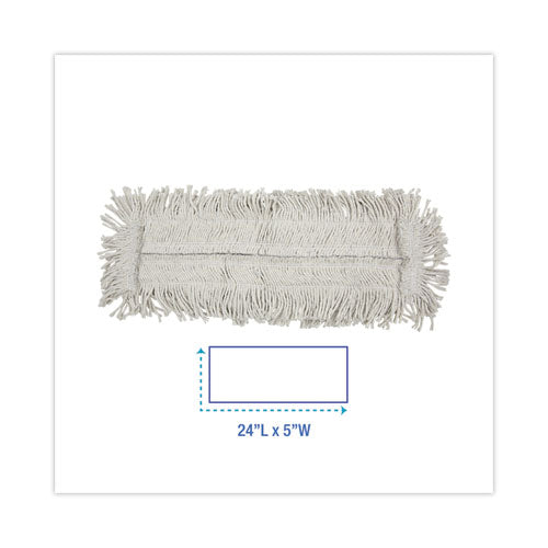 Cabezal desechable para trapeador de polvo con extremos cortados, algodón/sintético, 24 ancho x 5 profundidad, blanco