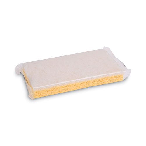 Scrubbing Sponge, Light Duty, 3.6 X 6.1, 0.7" Thick, Yellow/white, Individually Wrapped, 20/carton