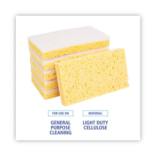 Scrubbing Sponge, Light Duty, 3.6 X 6.1, 0.7" Thick, Yellow/white, Individually Wrapped, 20/carton