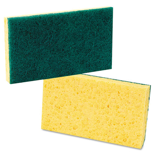 Scrubbing Sponge, Light Duty, 3.6 X 6.1, 0.7" Thick, Yellow/white, Individually Wrapped, 20/carton