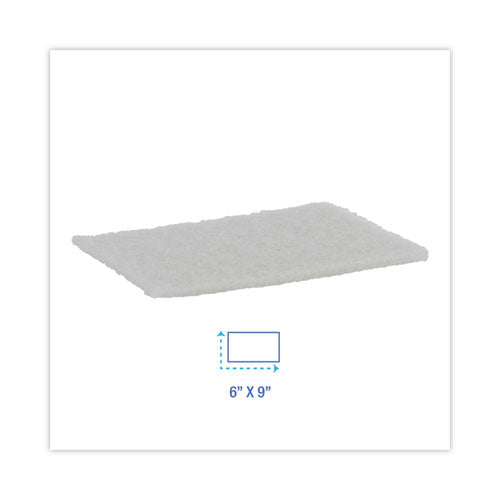 Light Duty Scour Pad, White, 6 X 9, White, 20/carton