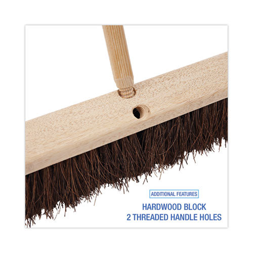 Floor Brush Head, 3.25" Natural Palmyra Fiber Bristles, 18" Brush