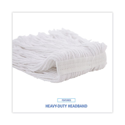 Mop Head, Value Standard Head, Rayon Fiber, Cut-end, Size No. 16, White, 12/carton