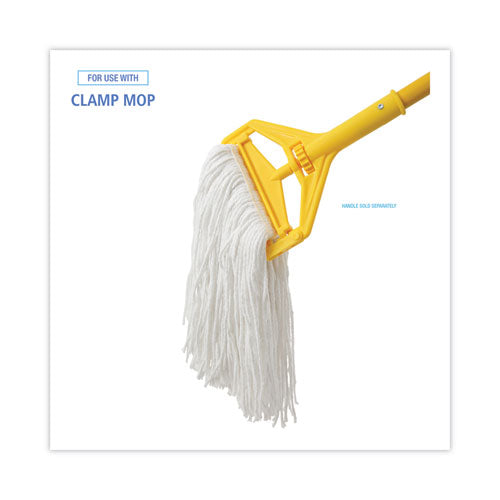 Mop Head, Value Standard Head, Rayon Fiber, Cut-end, Size No. 16, White, 12/carton