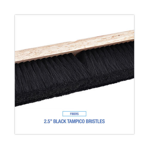 Floor Brush Head, 2.5" Black Tampico Fiber Bristles, 36" Brush