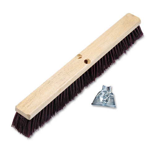 Floor Brush Head, 3.25" Maroon Stiff Polypropylene Bristles, 36" Brush