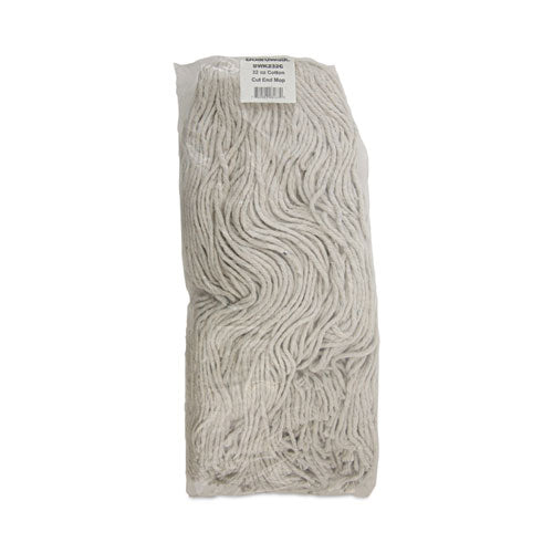 Cabezal de trapeador, cabezal estándar premium, fibra de algodón, 32 oz, blanco, 12 por caja