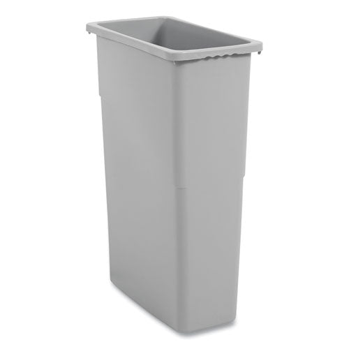 Slim Waste Container, 23 Gal, Plastic, Gray