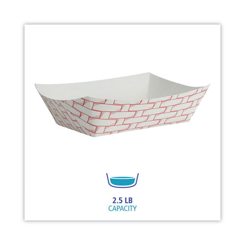 Paper Food Baskets, 2.5 Lb Capacity, Red/white, 500/carton