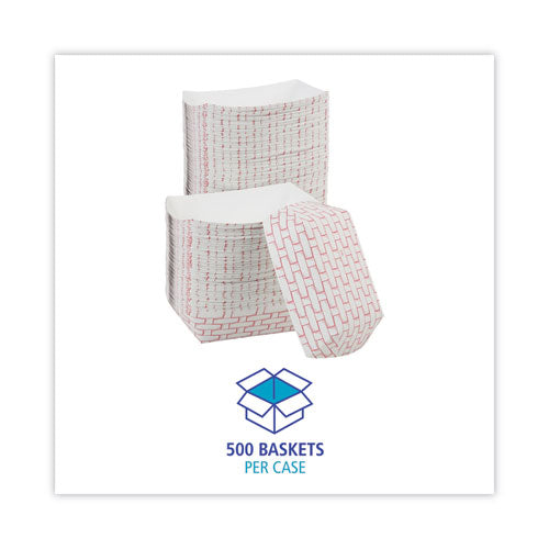 Canastas de papel para alimentos, capacidad de 2.5 lb, rojo/blanco, 500/cartón