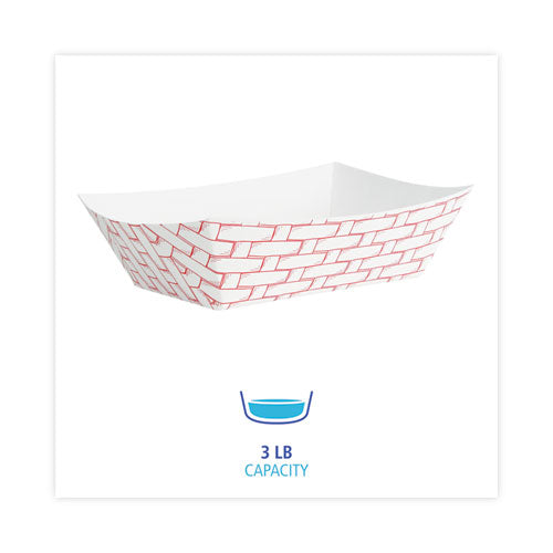Canastas de papel para alimentos, capacidad de 3 lb, rojo/blanco, 500/cartón