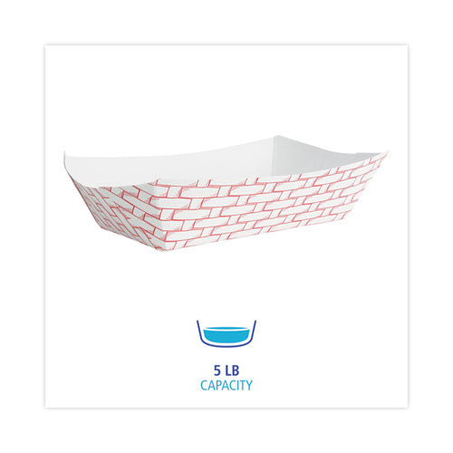 Canastas de papel para alimentos, capacidad de 5 lb, rojo/blanco, 500/cartón