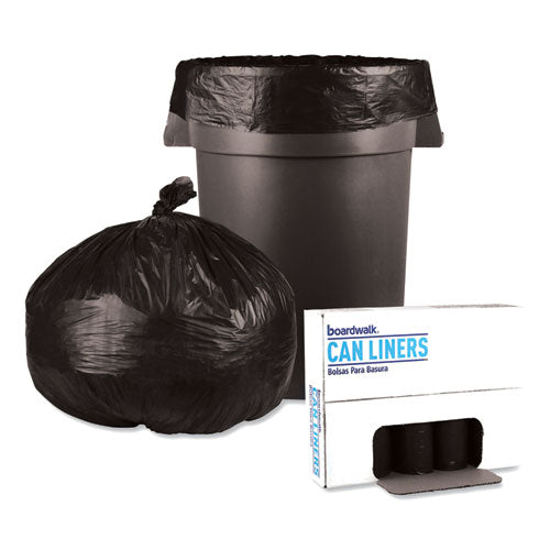 Revestimientos para latas de basura de baja densidad, 60 gal, 0,65 mil, 38" x 58", negro, 25 bolsas/rollo, 4 rollos/cartón