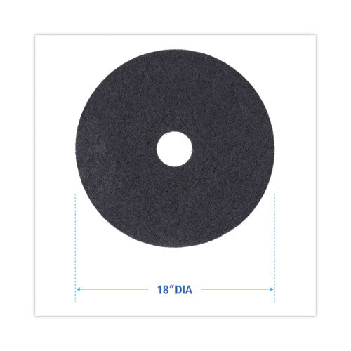 Stripping Floor Pads, 18" Diameter, Black, 5/carton