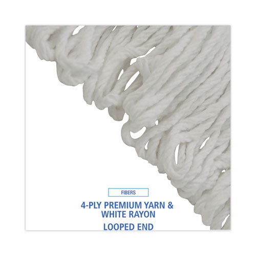 Pro Loop Web/tailband Wet Mop Head, Rayon, #24 Size, White, 12/carton