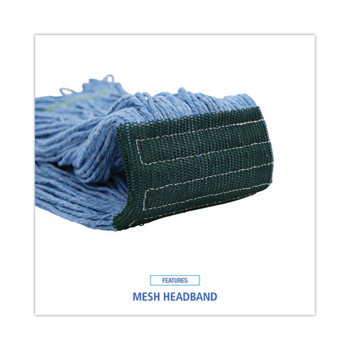 Mop Head, Premium Standard Head, Cotton/rayon Fiber, Medium, Blue, 12/carton