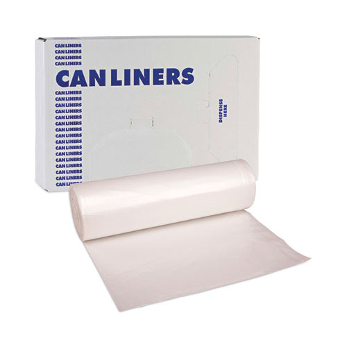 High-density Can Liners, 45 Gal, 10 Microns, 40" X 46", Natural, 25 Bags/roll, 10 Rolls/carton