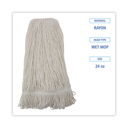 Pro Loop Web/tailband Wet Mop Head, rayón, 24 oz, blanco, 12/cartón